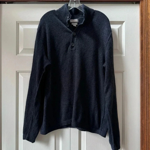 Banana Republic Luxury Blend Angora Cashmere Cotton Button Up Pullover size L - Picture 1 of 10